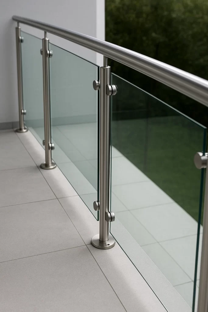 stainless steel railings with glass
