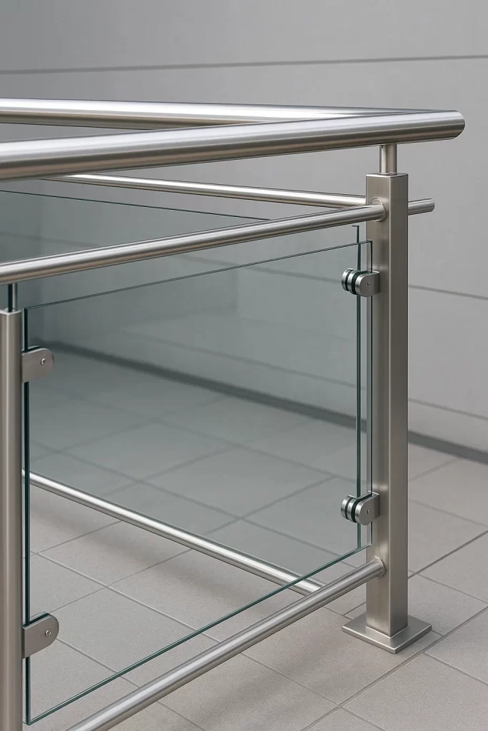 stainless steel railings with glass