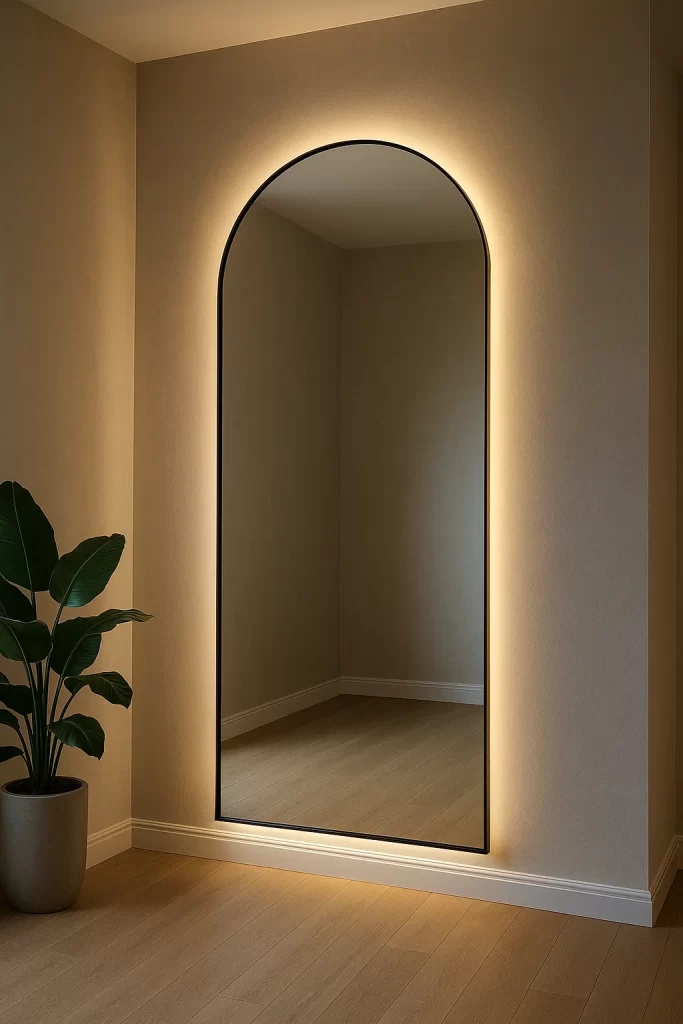 مرايا ديكور كبيرة مع إضاءة خلفية في السعودية