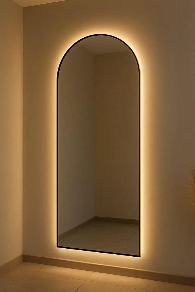 مرايا ديكور كبيرة مع إضاءة خلفية في السعودية