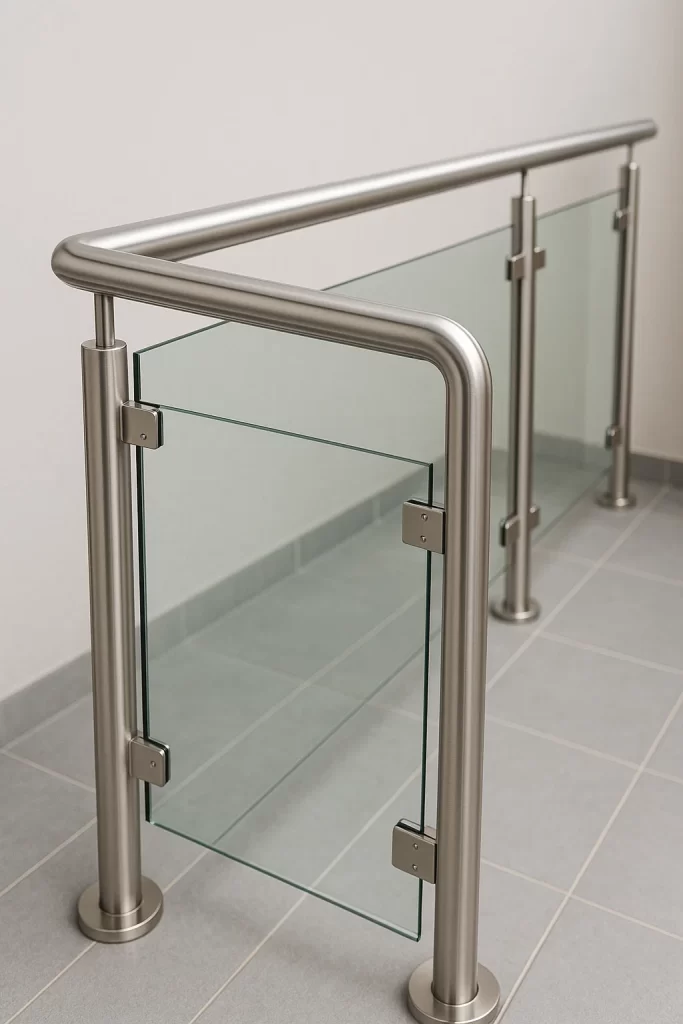Stainless steel railing with glass