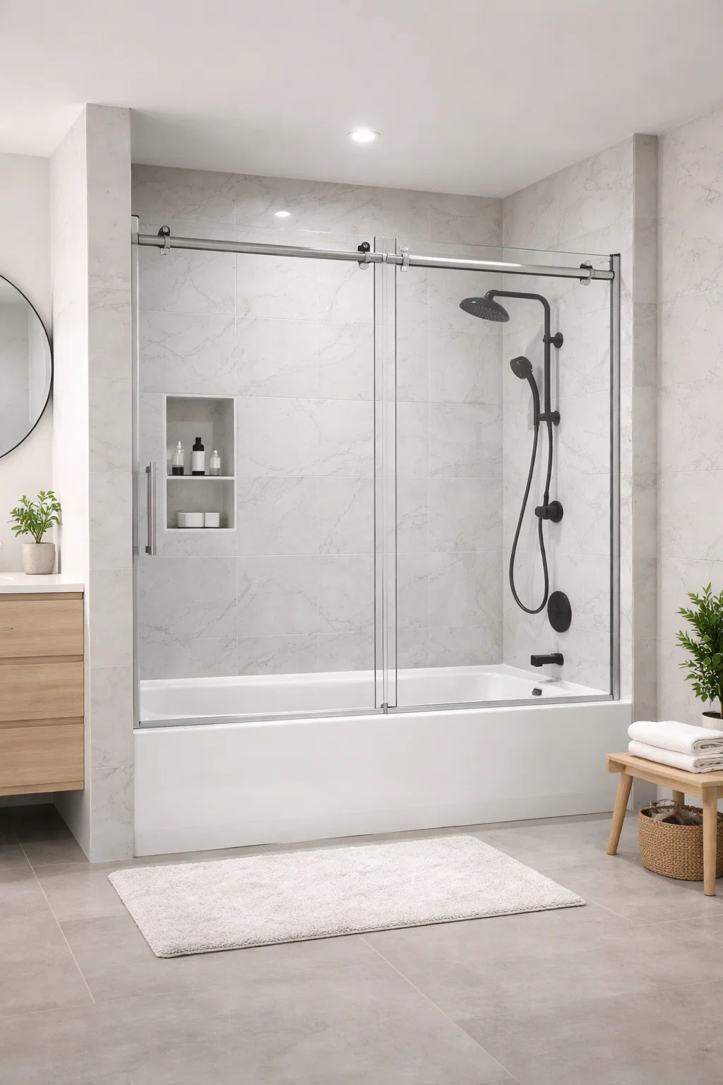 كابينة بانيو مستطيلة بزجاج سيكوريت