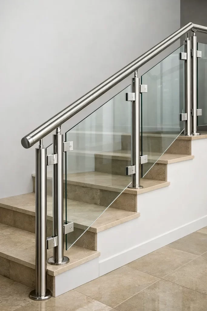 درابزين ستانلس ستيل مع زجاج