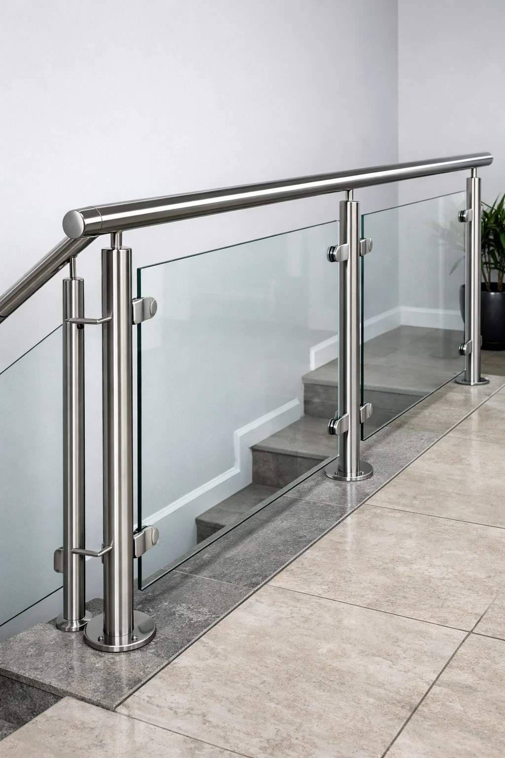 درابزين ستانلس ستيل مع زجاج