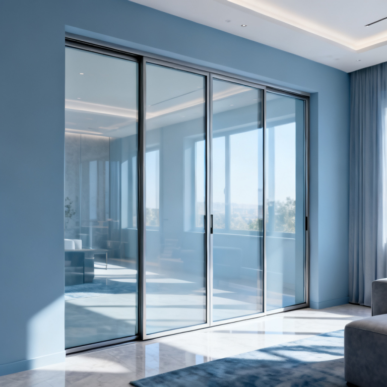 ابواب زجاجية منزلقة داخل الحائط